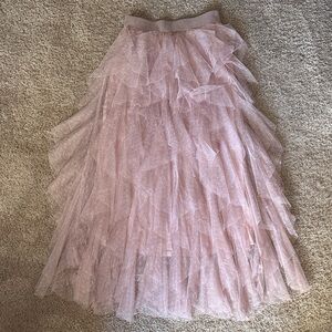 Anthropologie Ruffled Tulle Skirt in Light Pink